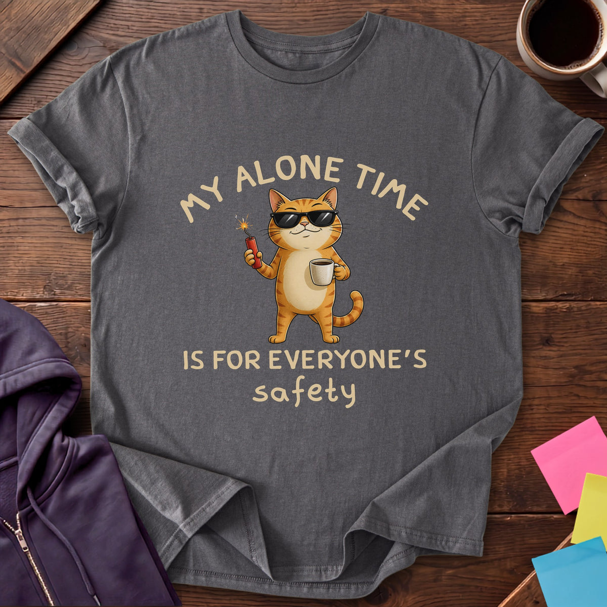 Alone Time Cat T-Shirt — Charcoal