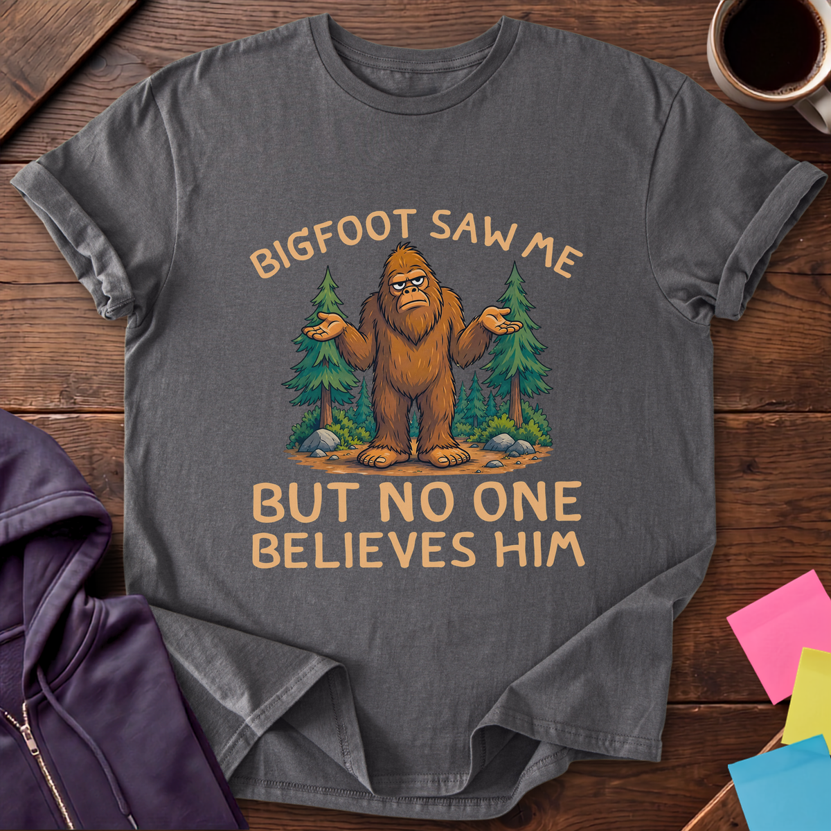 Bigfoot Saw Me T-Shirt — Charcoal
