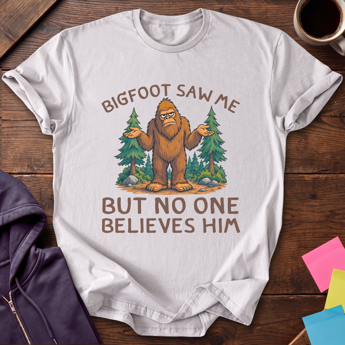 Bigfoot Saw Me T-Shirt — Ice Grey