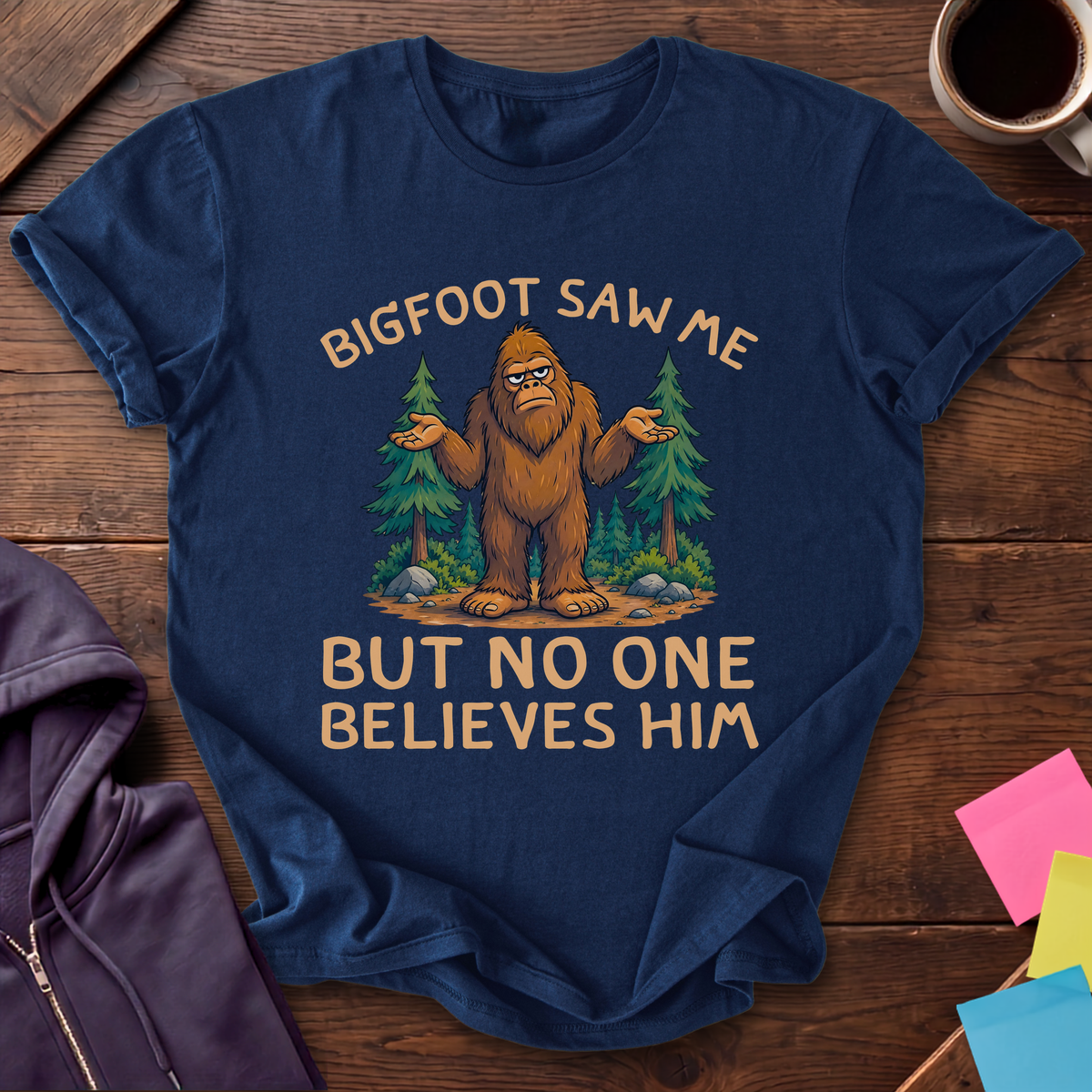 Bigfoot Saw Me T-Shirt — Navy