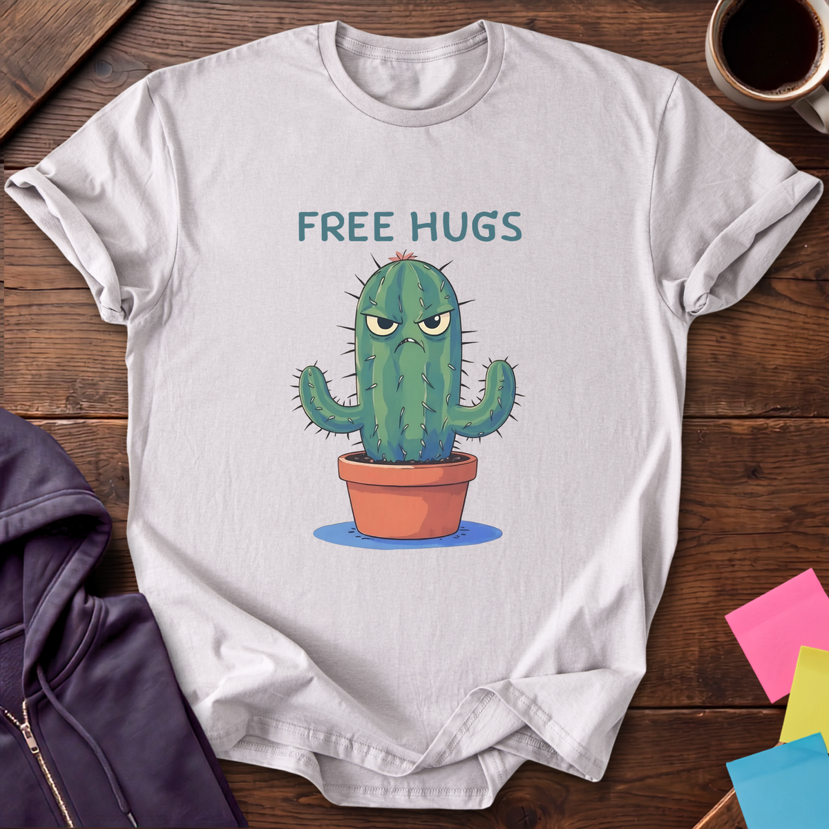 Free Hugs T-Shirt — Ice Grey