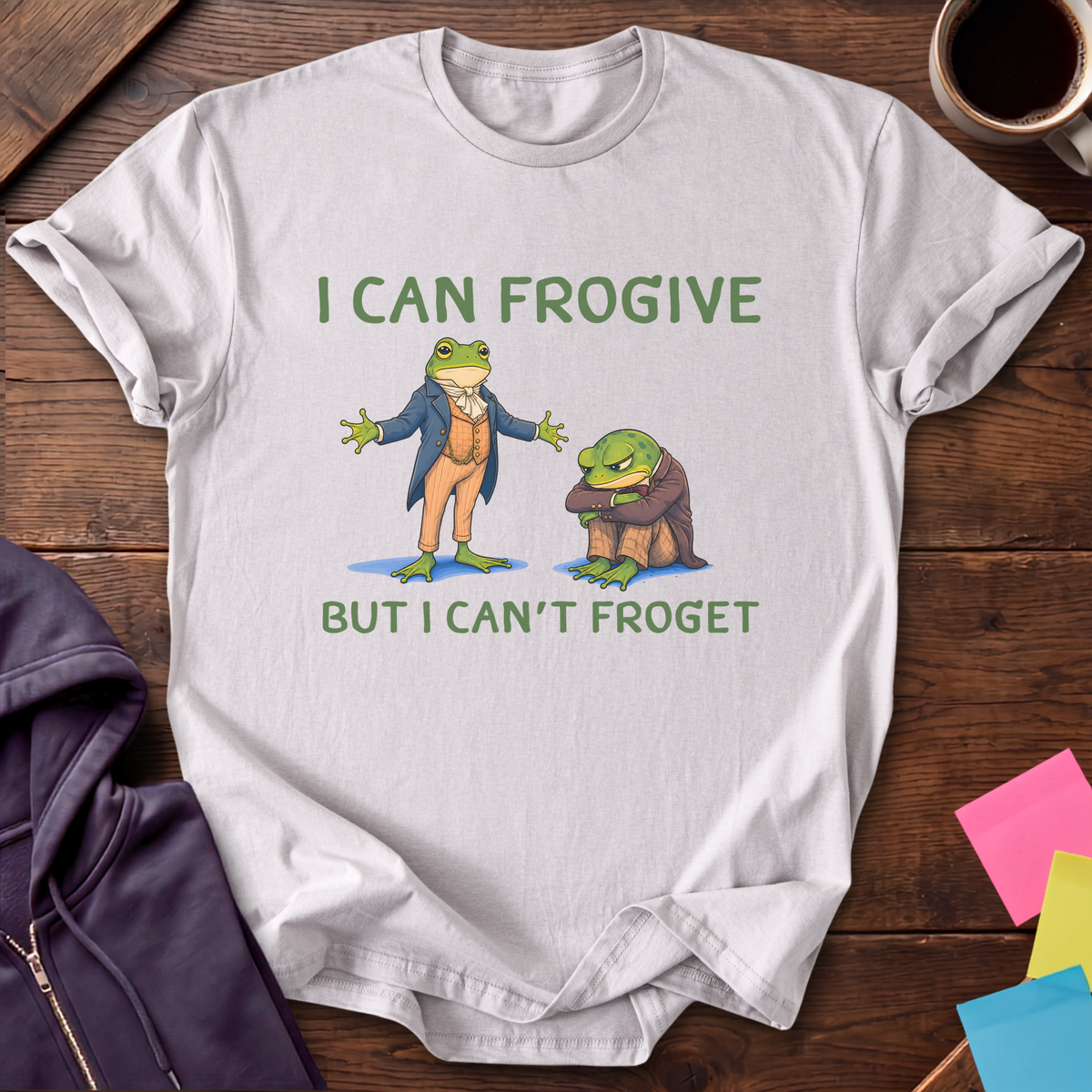 Frogive Not Froget T-Shirt — Ice Grey