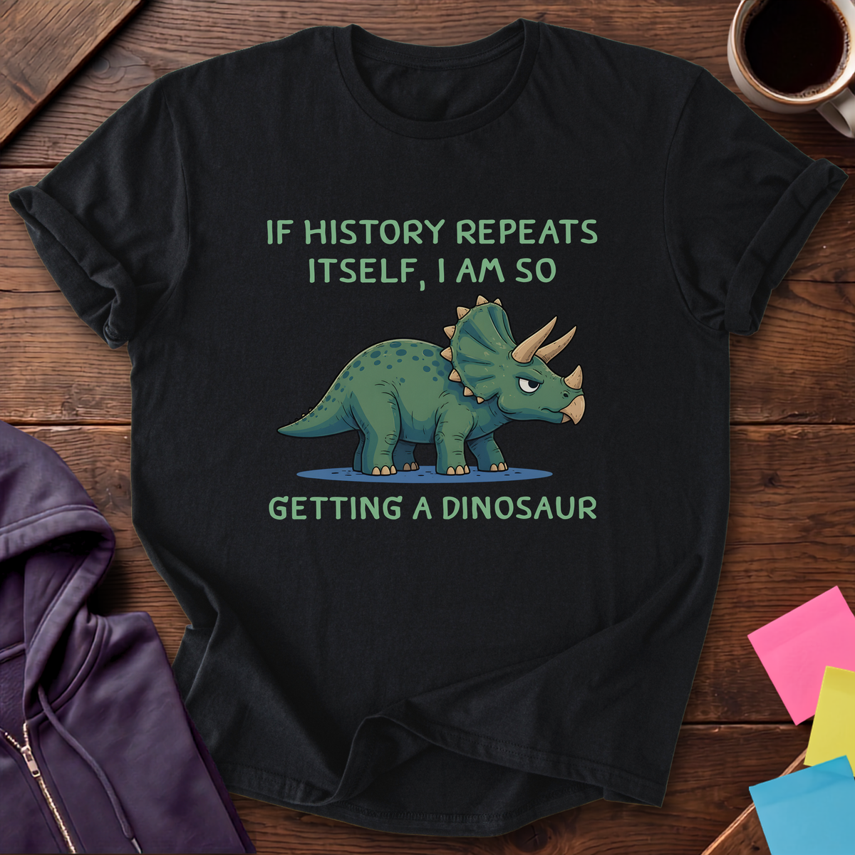 Getting A Dinosaur T-Shirt — Black