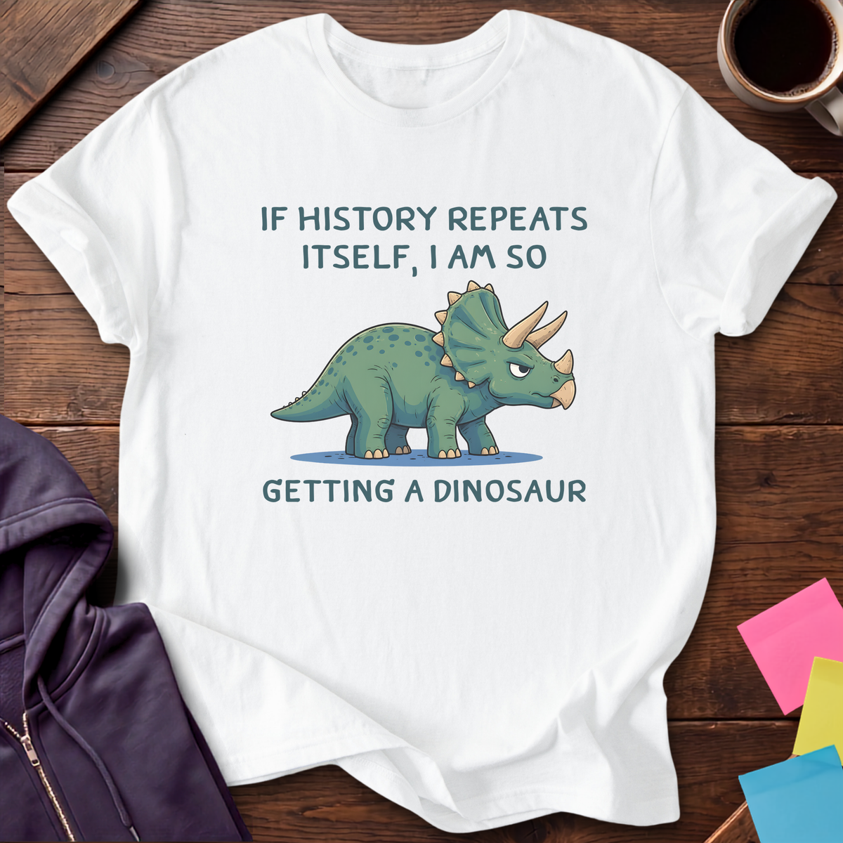 Getting A Dinosaur T-Shirt — White