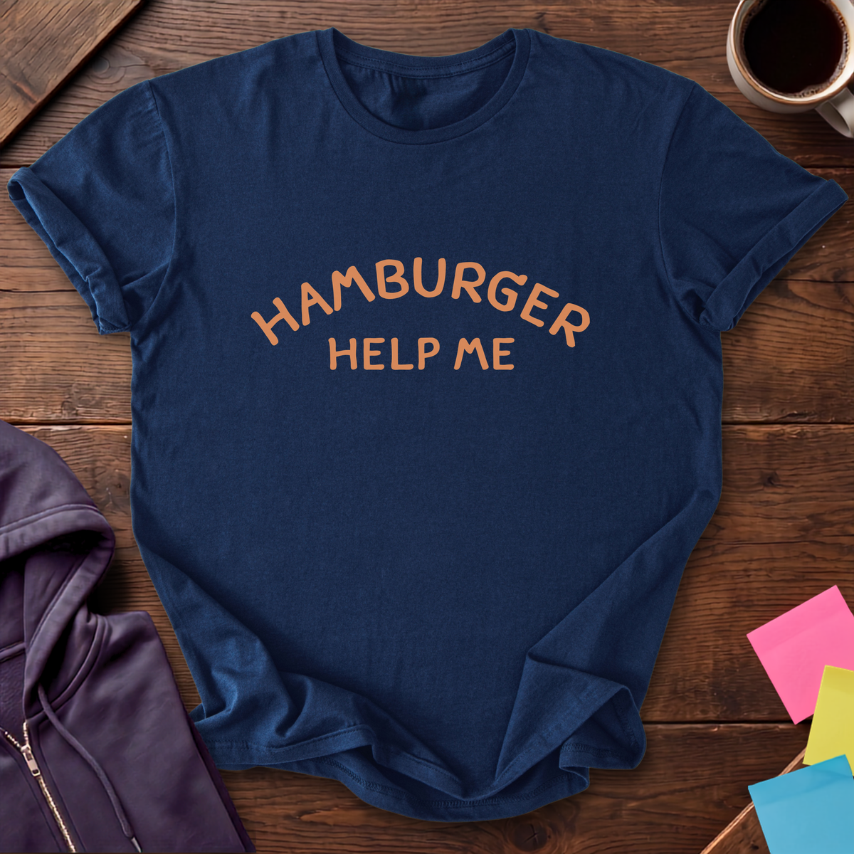 Hamburger Help Me T-Shirt — Navy