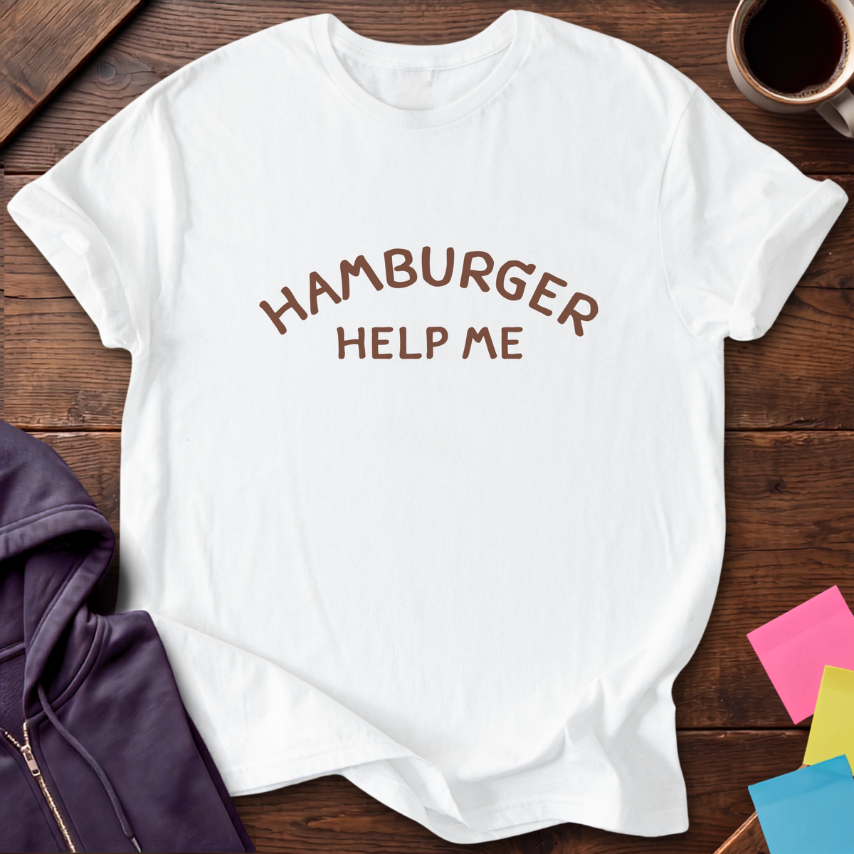 Hamburger Help Me T-Shirt — White