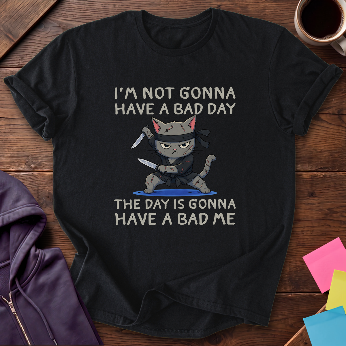 Ninja Cat Bad Day T-Shirt — Black