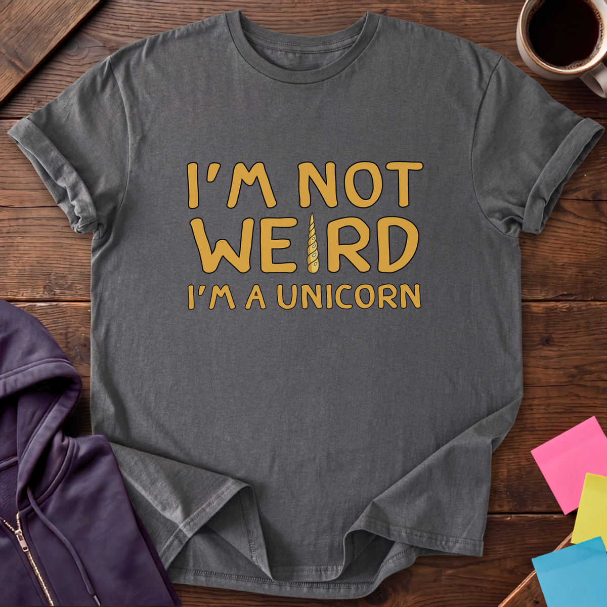 Not Weird, Just Unicorn T-Shirt — Charcoal