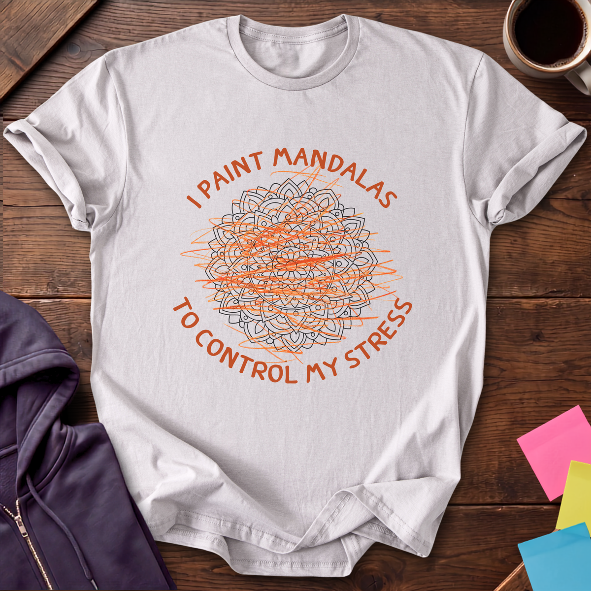 Paint Mandalas T-Shirt — Ice Grey