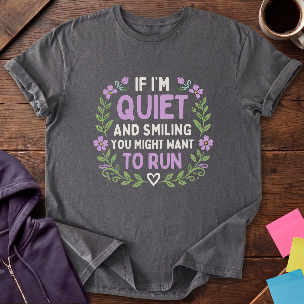 Quiet And Smiling T-Shirt — Charcoal