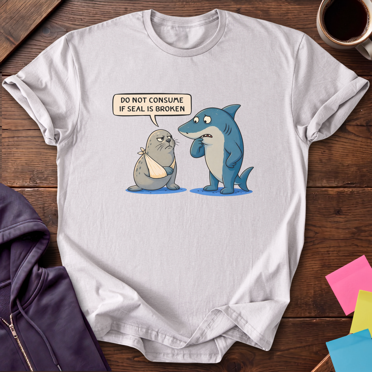 Seal Is Broken T-Shirt — Ice Grey