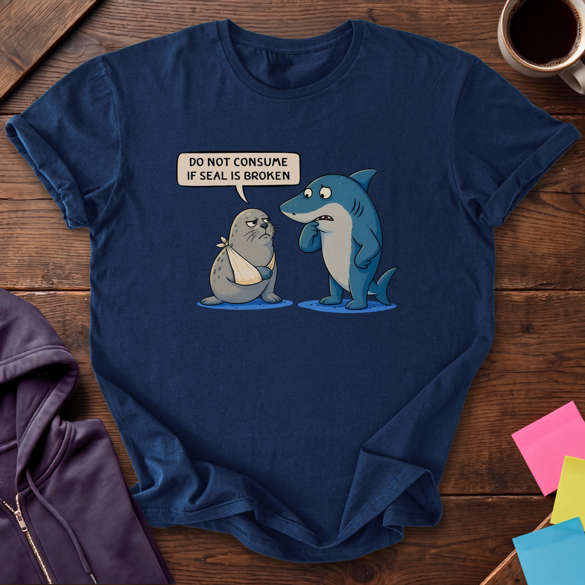 Seal Is Broken T-Shirt — Navy