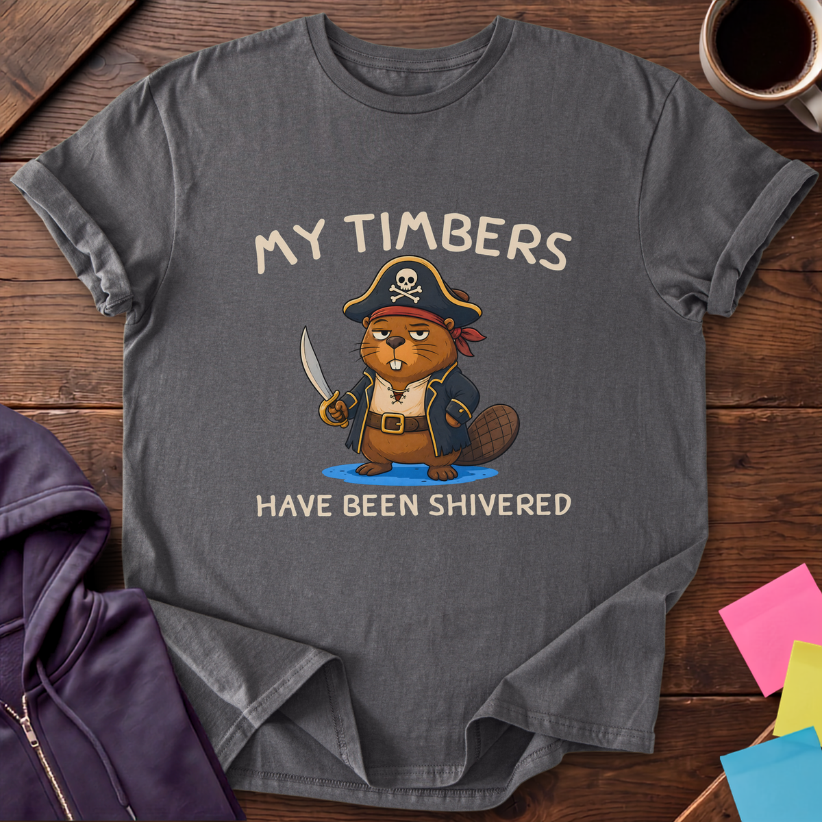 Shiver Me Timbers Beaver T-Shirt — Charcoal