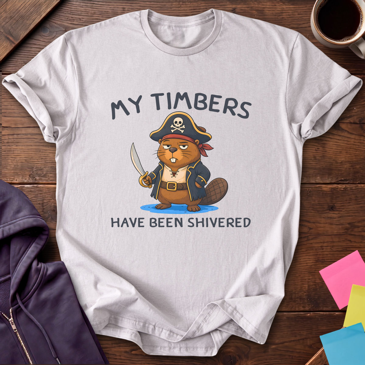 Shiver Me Timbers Beaver T-Shirt — Ice Grey