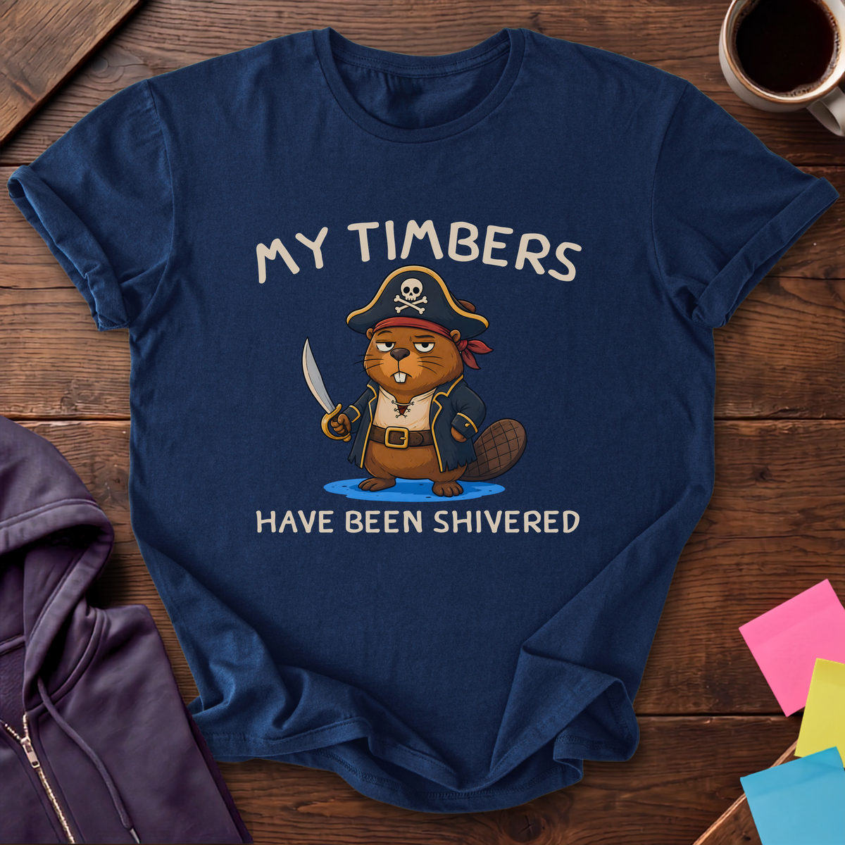 Shiver Me Timbers Beaver T-Shirt — Navy