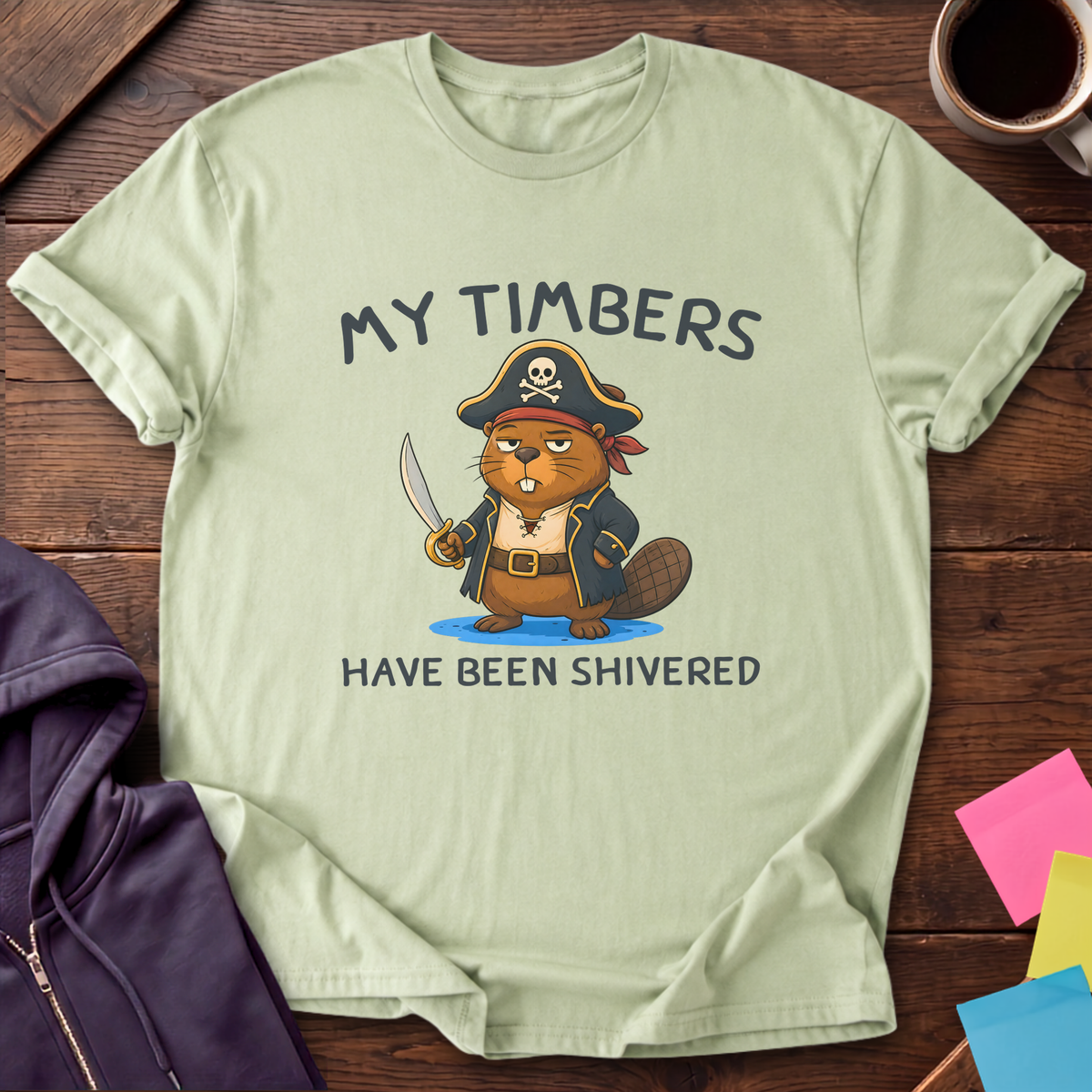 Shiver Me Timbers Beaver T-Shirt — Pistachio