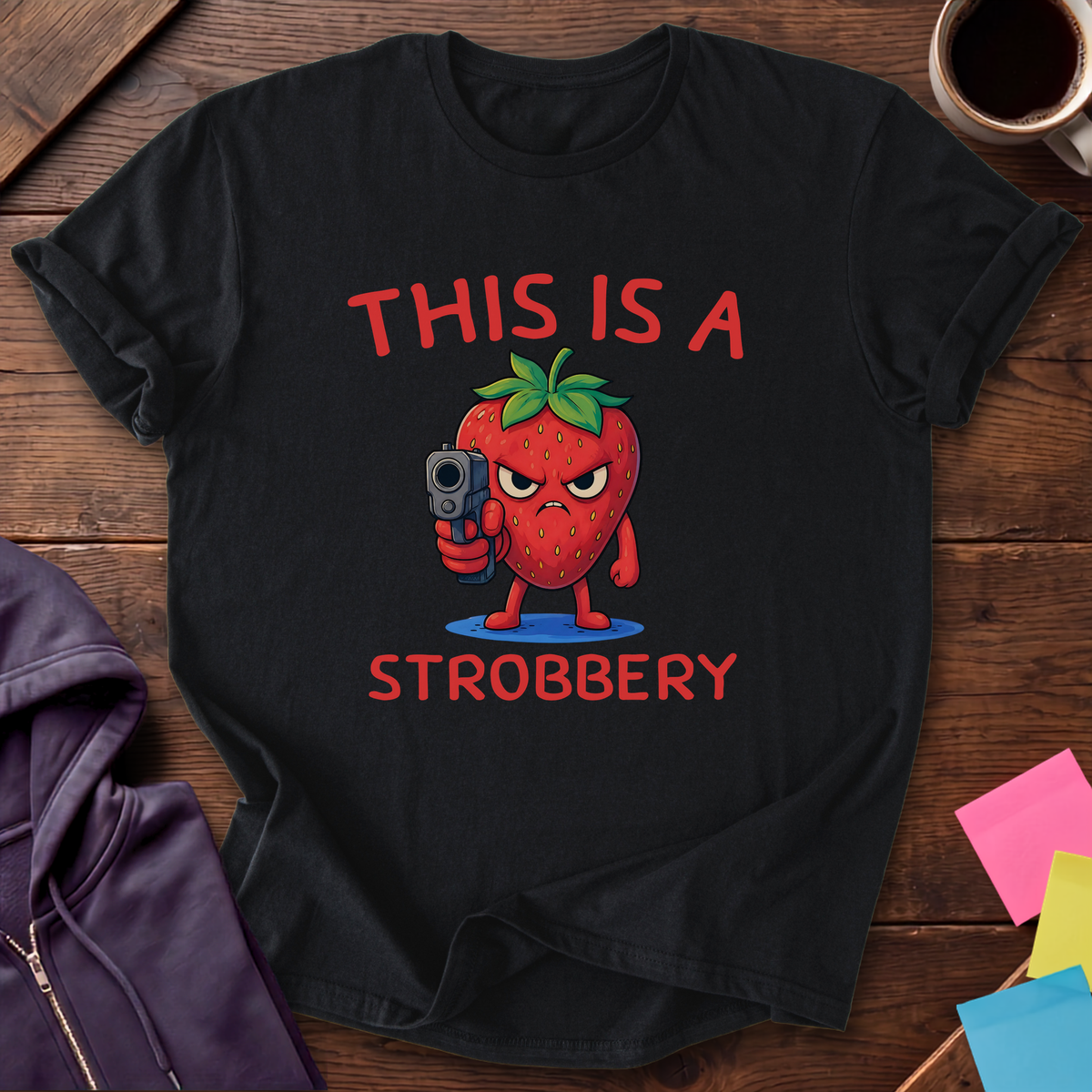 Strawberry Typo T-Shirt — Black