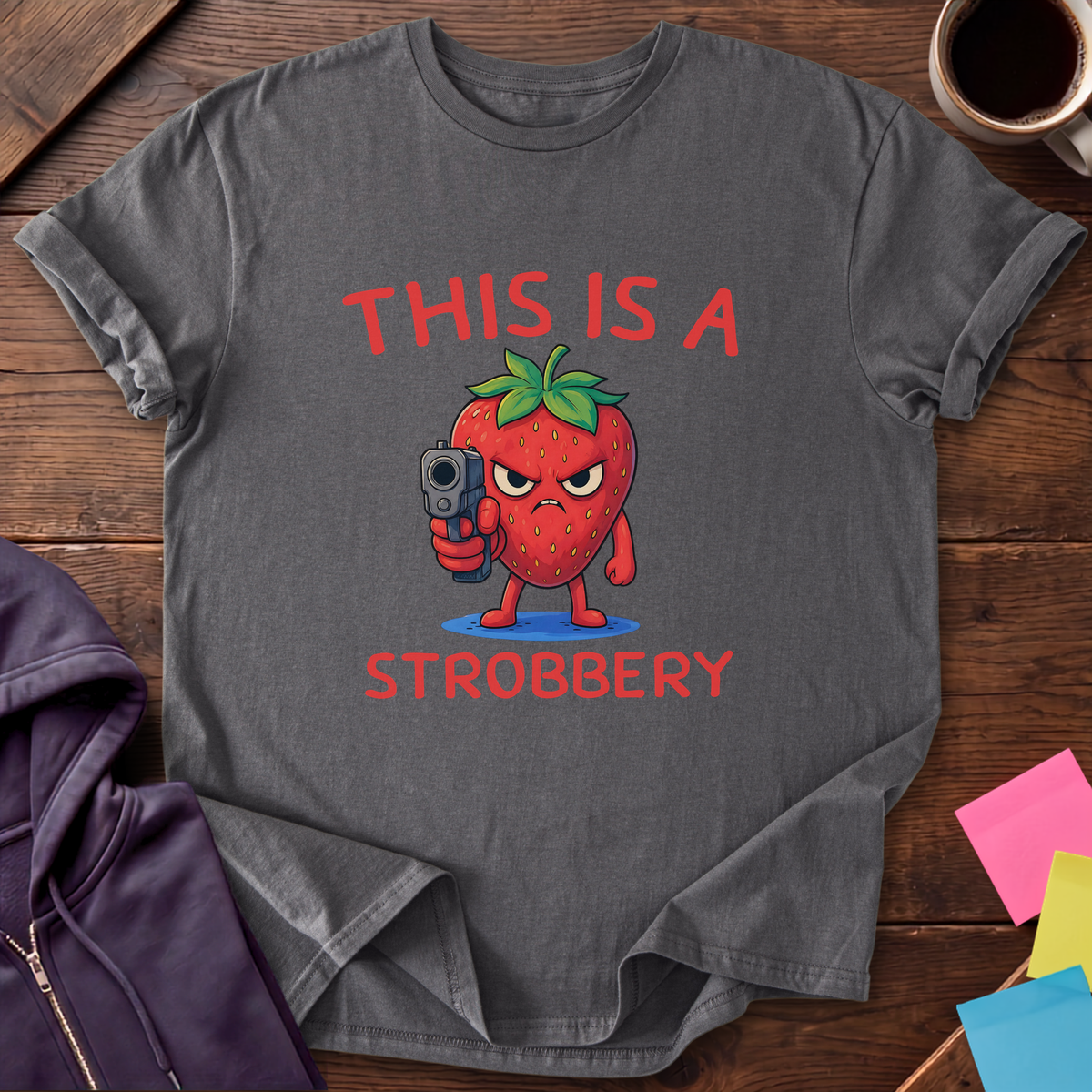Strawberry Typo T-Shirt — Charcoal