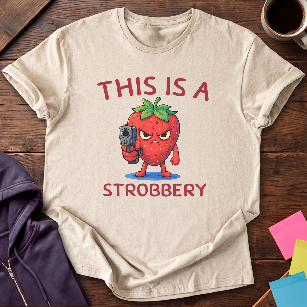 Strawberry Typo T-Shirt — Sand