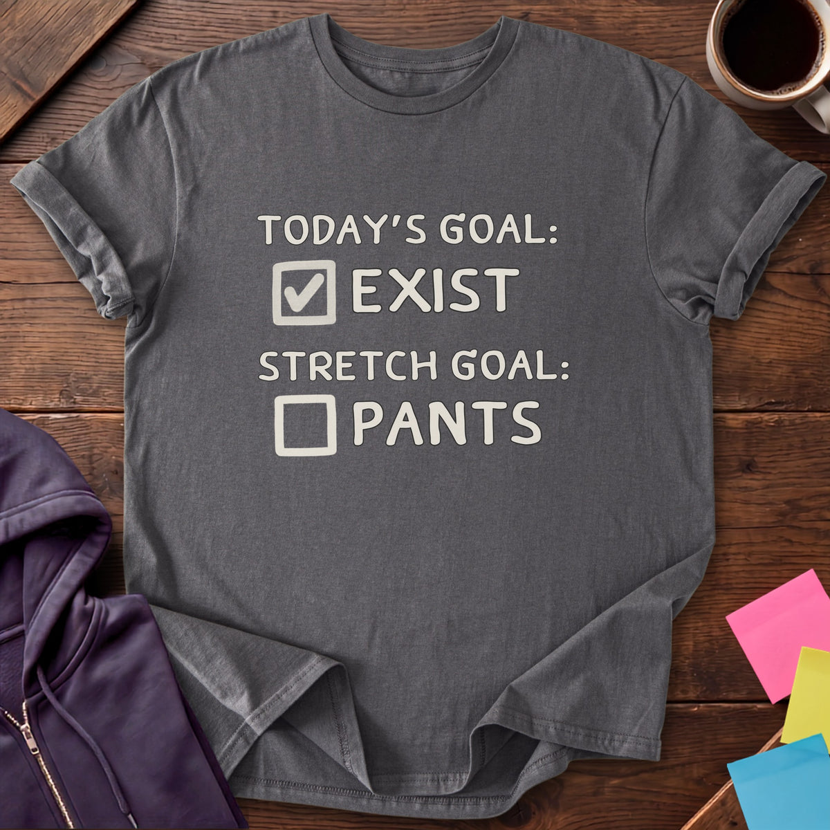 Stretch Goal Pants T-Shirt — Charcoal