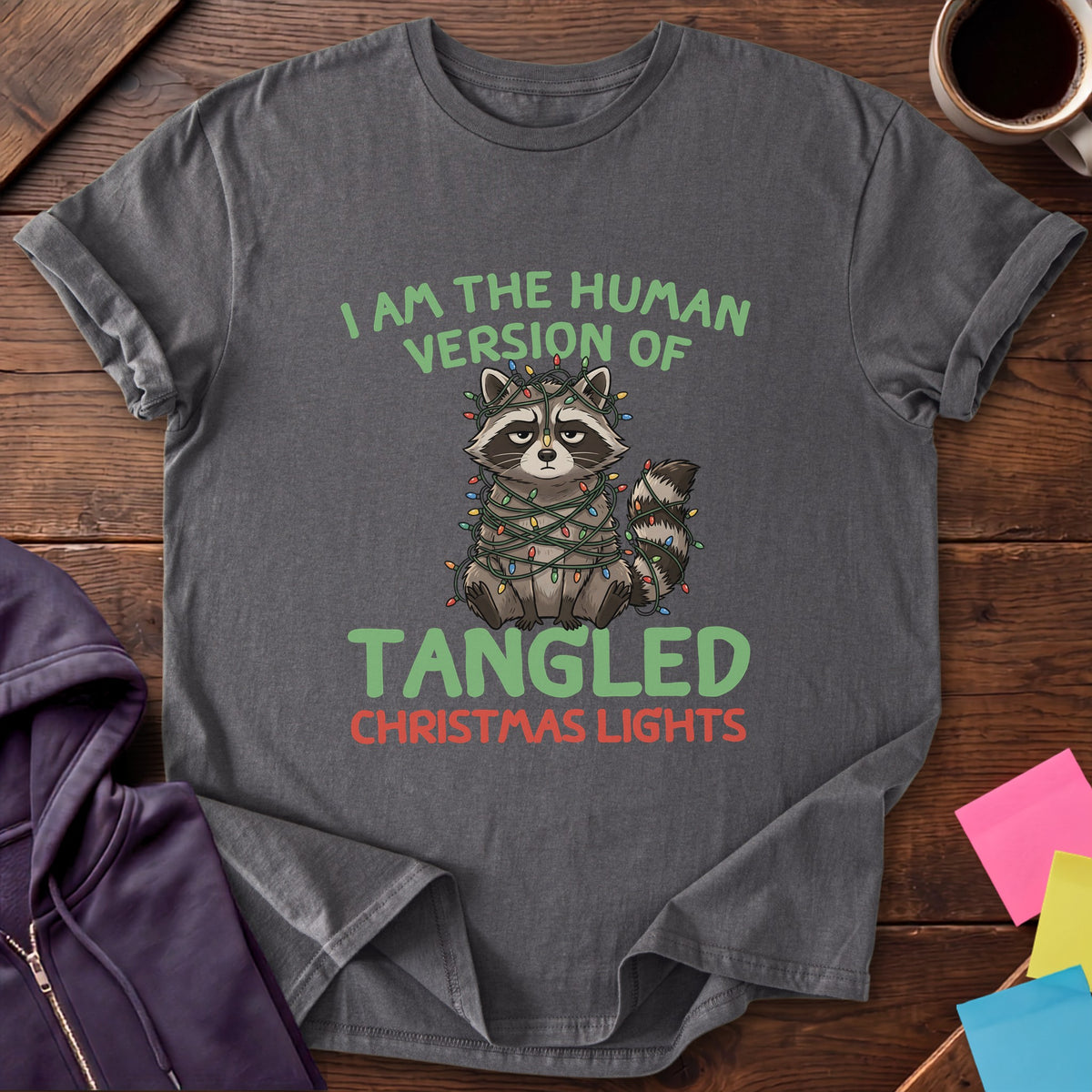 Tangled Christmas Lights T-Shirt — Charcoal