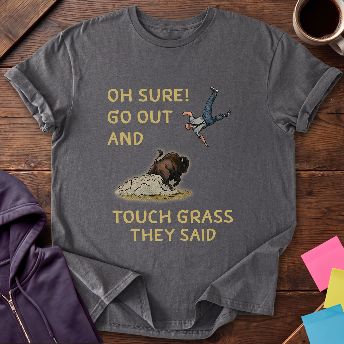 Touch Grass Buffalo T-Shirt — Charcoal