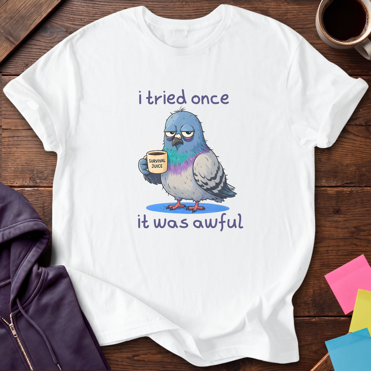 Tried It Once, Pigeon T-Shirt — White
